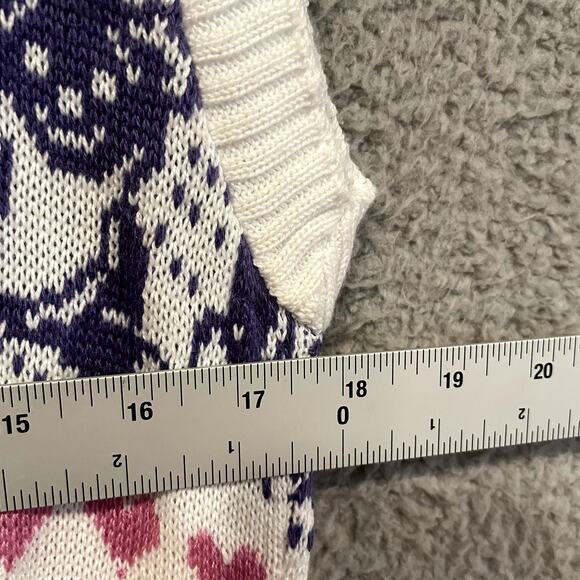 Vintage Kawaii Fairycore Knit Sweater Vest Bear Teddy Heart Pink Sleeveless Med - Picture 7 of 8